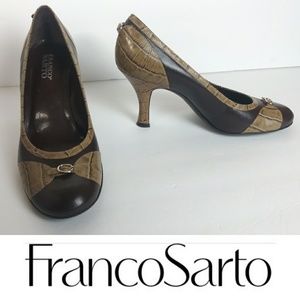 Franco Sarto 9M Leather Brown High Heel Shoes
